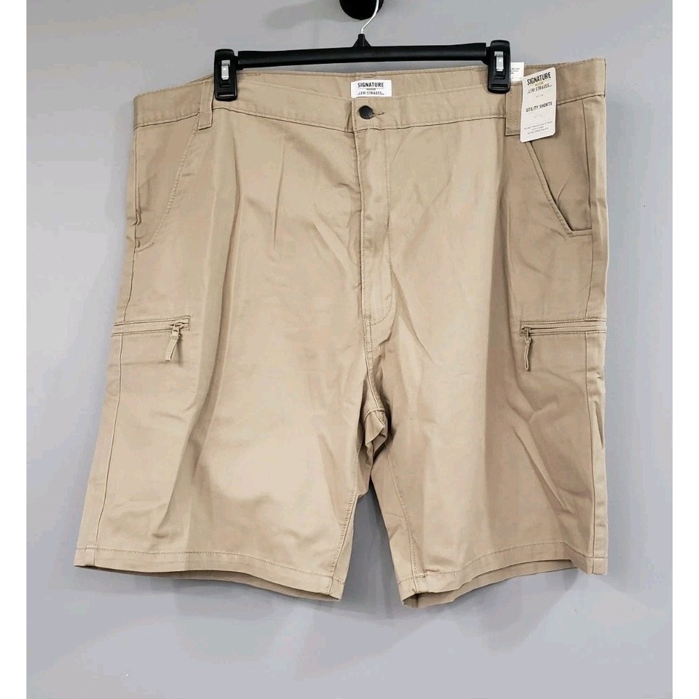 NEW Levi Strauss Signature BEIGE Utility Cargo Khaki Shorts Size 46 BIG & TALL